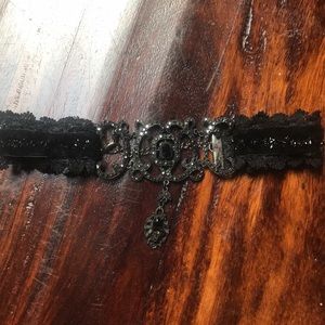 Black Velvet, Lace & Crystal Chocker